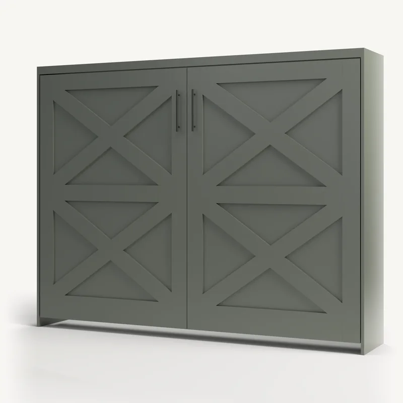 Horizontal Barn Door X in Pewter Green