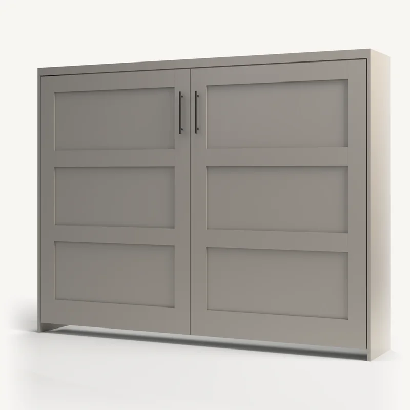 Horizontal Three Panel Murphy bed in Dovetail