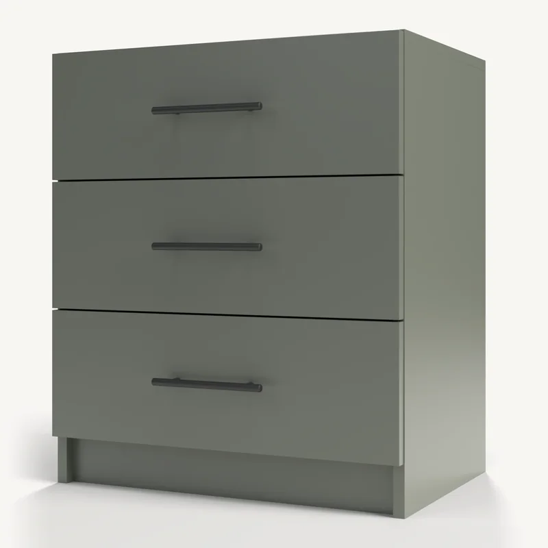 Horizontal Three Drawers in Pewter Green