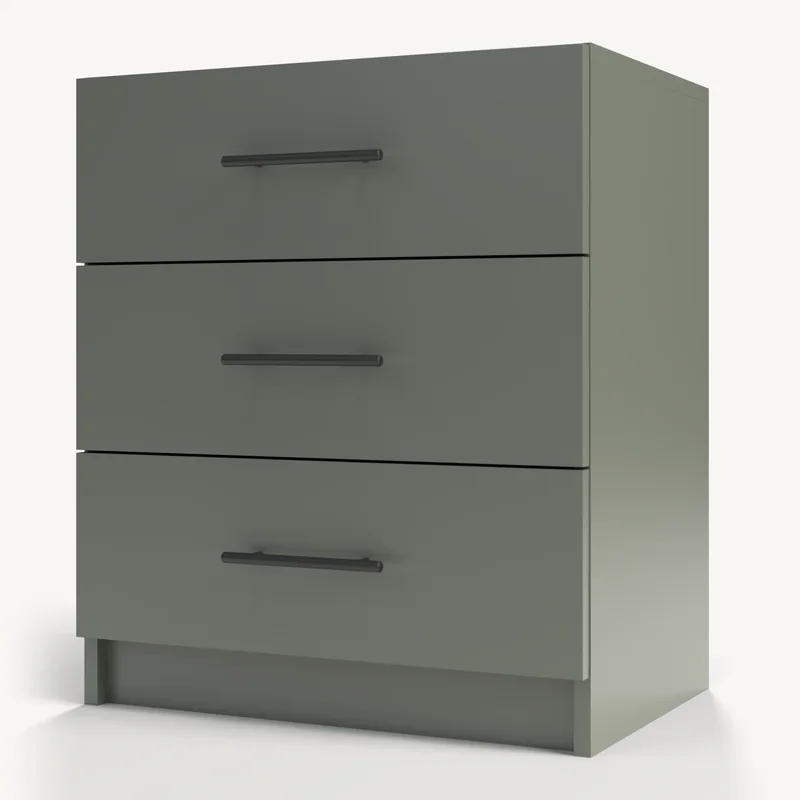 Horizontal Three Drawers in Pewter Green