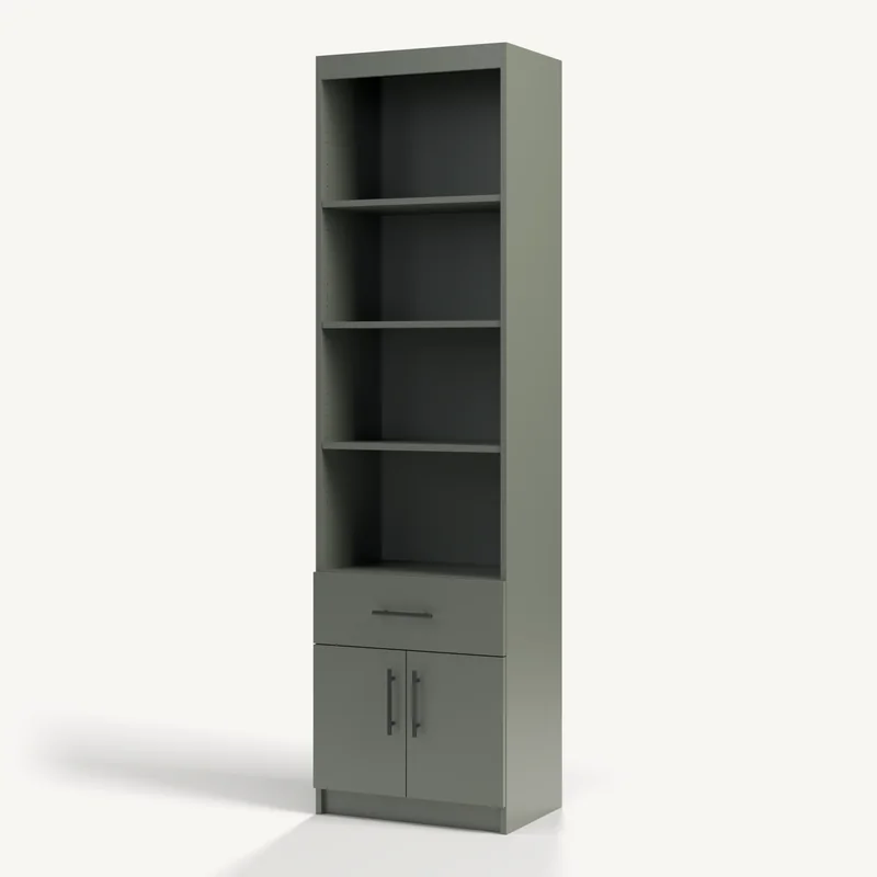 Vertical Doors with a Drawer Over in Pewter Green