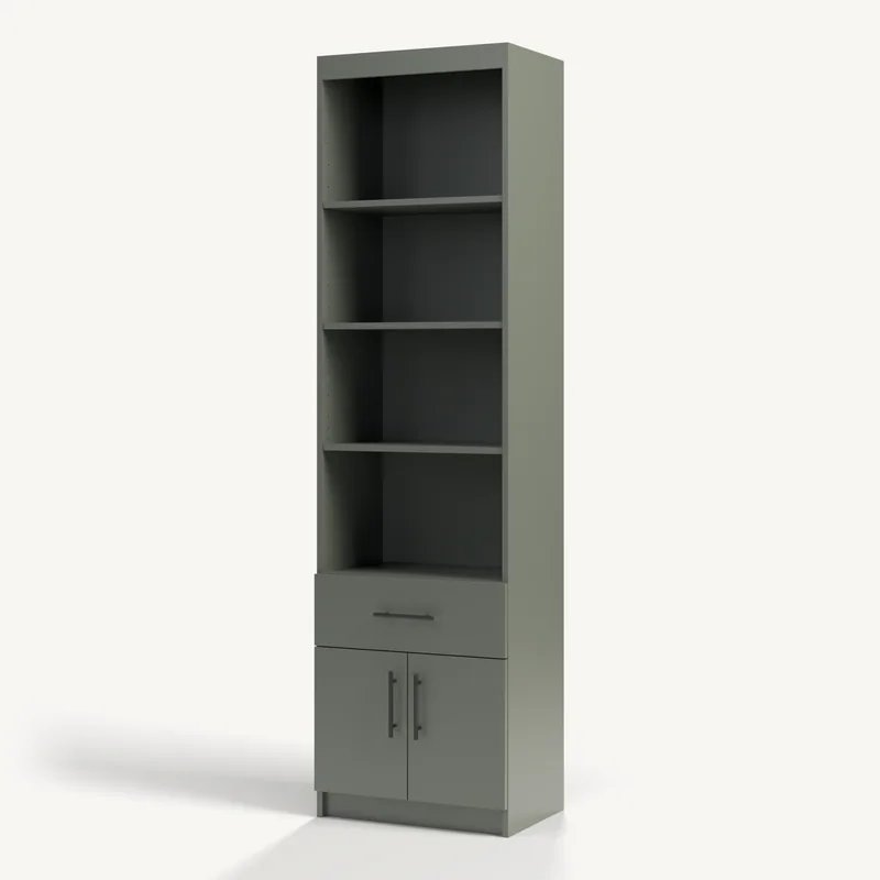 Vertical Doors with a Drawer Over in Pewter Green