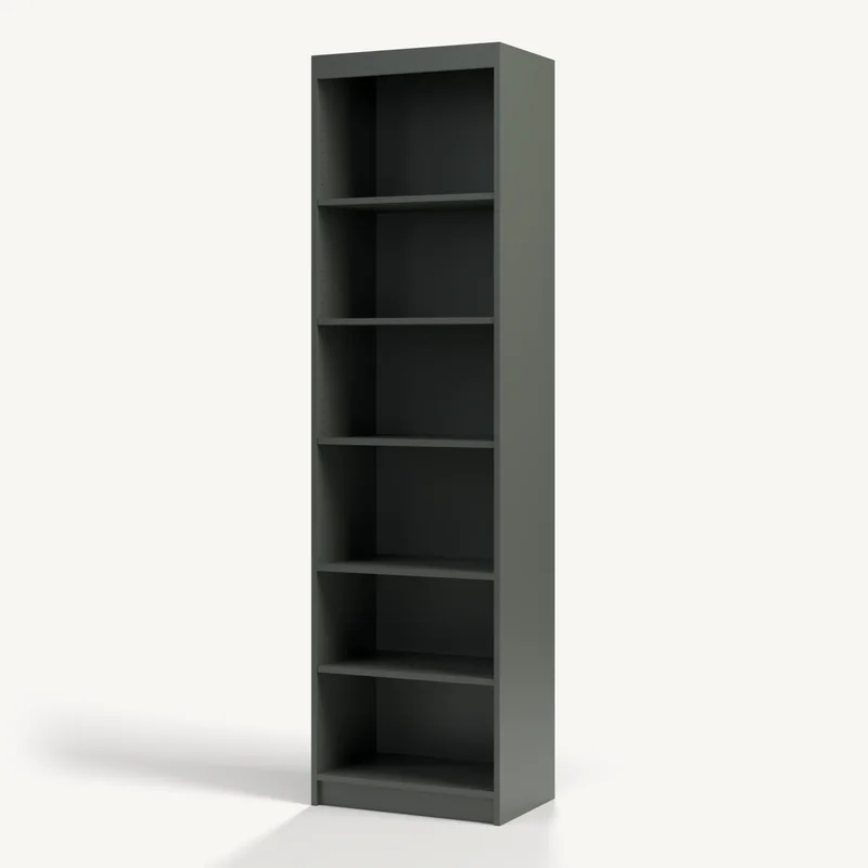 Vertical Open Shelves in Pewter Green