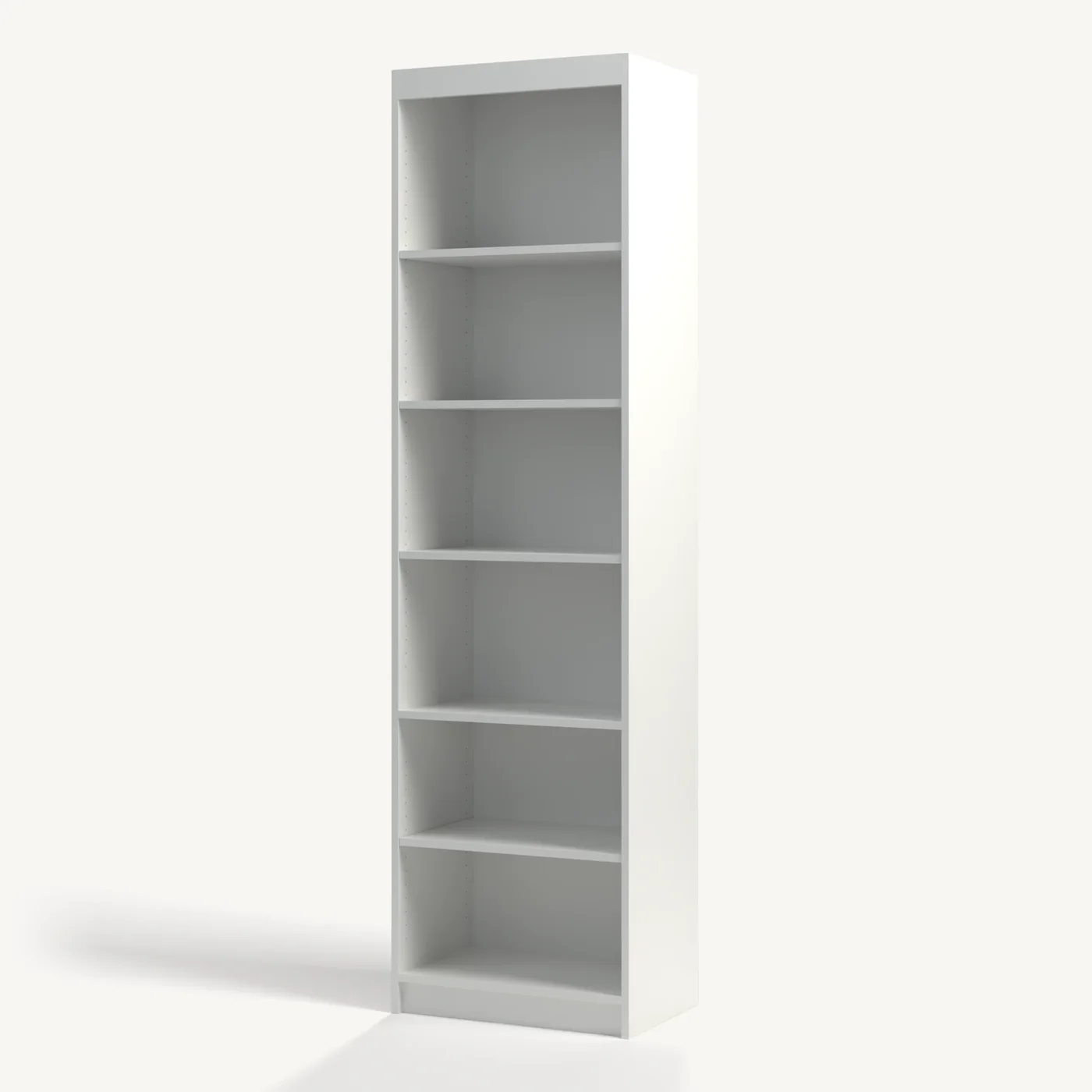Pure White Open Shelves Vertical Side Cabinet, shut, three-quarter view (rendered)